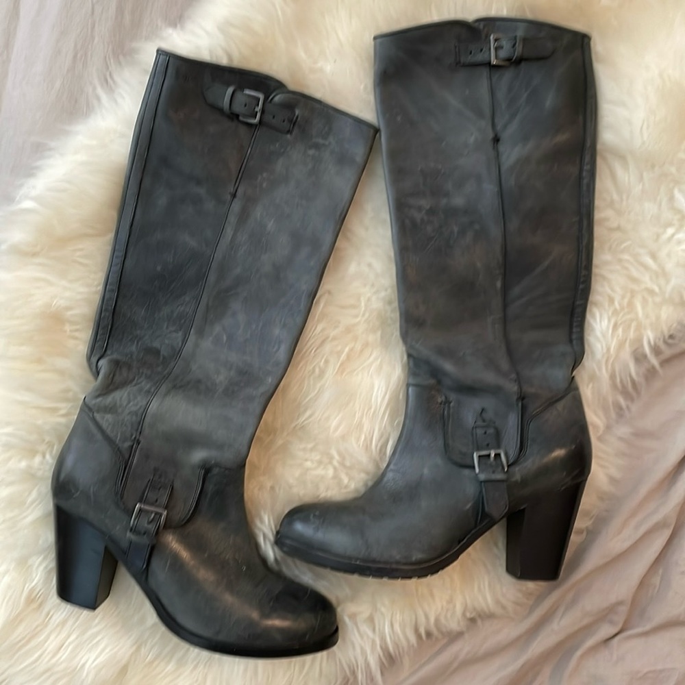 Ariat Tall Black Leather Block Heel Riding Boots